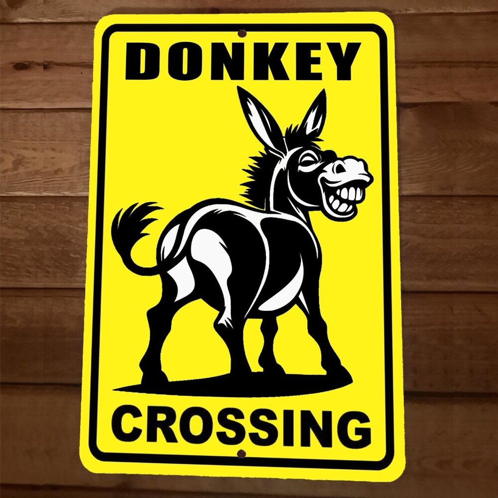 Donkey Jackass Crossing‎ 8x12 Metal Wall Sign Animal Poster
